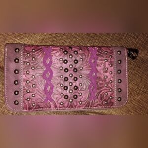 Elegant Purple Faux Leather Embellished Women's Wallet